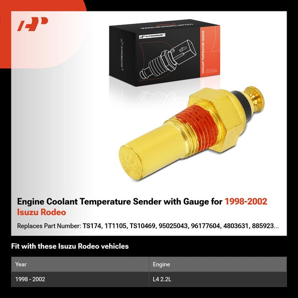 Engine Coolant Temperature Sender with Gauge for 1998-2002 Isuzu Rodeo