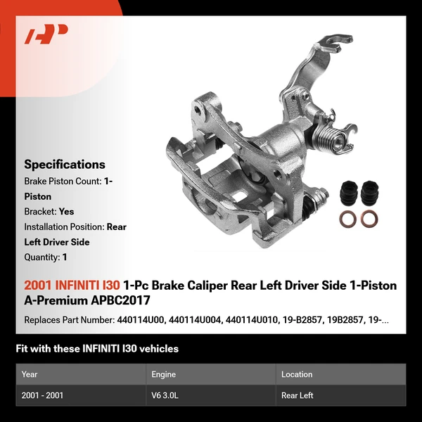 2001 INFINITI I30 1-Pc Brake Caliper Rear Left Driver Side 1-Piston A-Premium APBC2017