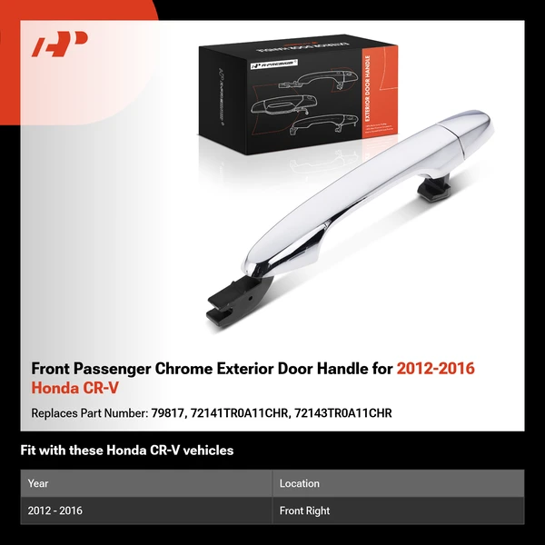Front Passenger Chrome Exterior Door Handle for 2012-2016 Honda CR-V