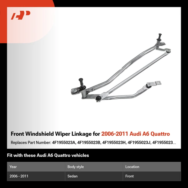 Front Windshield Wiper Linkage for 2006-2011 Audi A6 Quattro