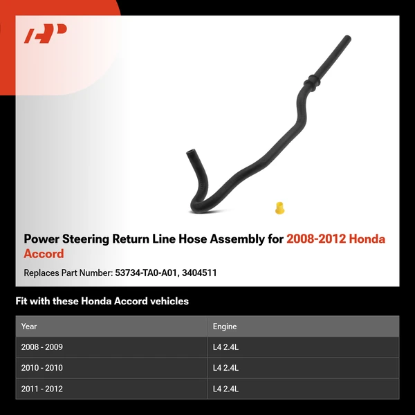 Power Steering Return Line Hose Assembly for 2008-2012 Honda Accord