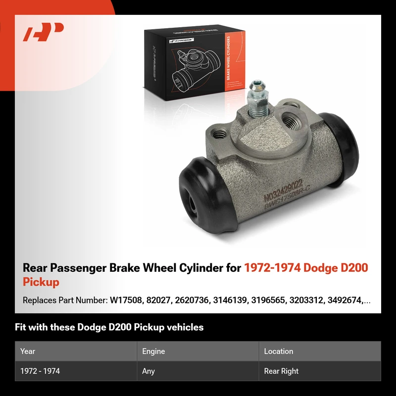 Rear Passenger Brake Wheel Cylinder for 1972-1974 Dodge D200 Pickup
