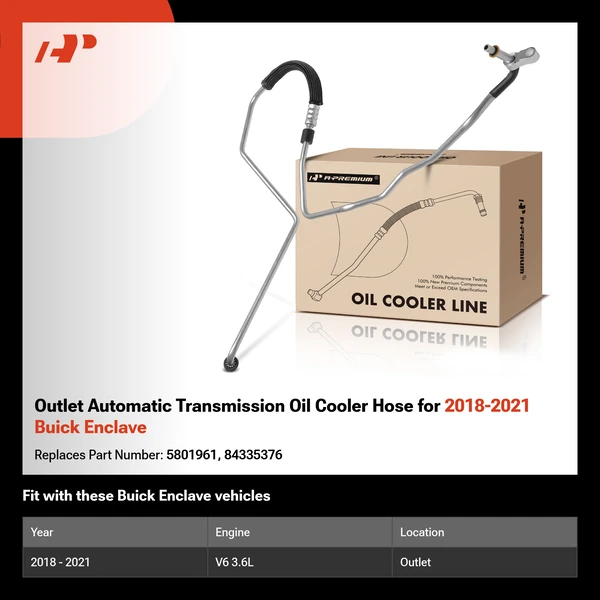 Outlet Automatic Transmission Oil Cooler Hose for 2018-2021 Buick Enclave