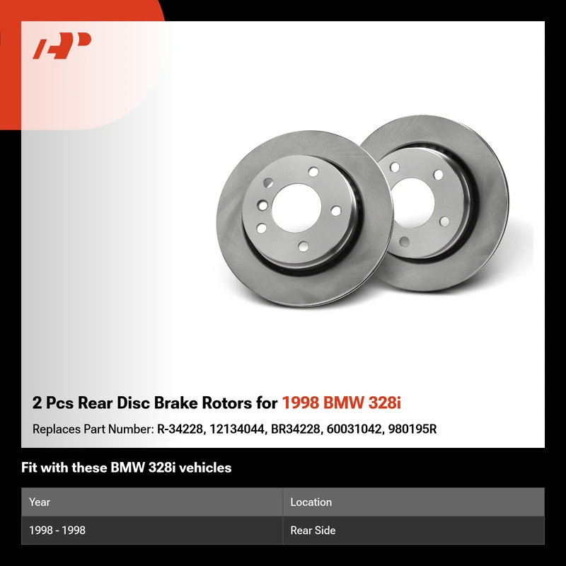2 Pcs Rear Disc Brake Rotors for 1998 BMW 328i