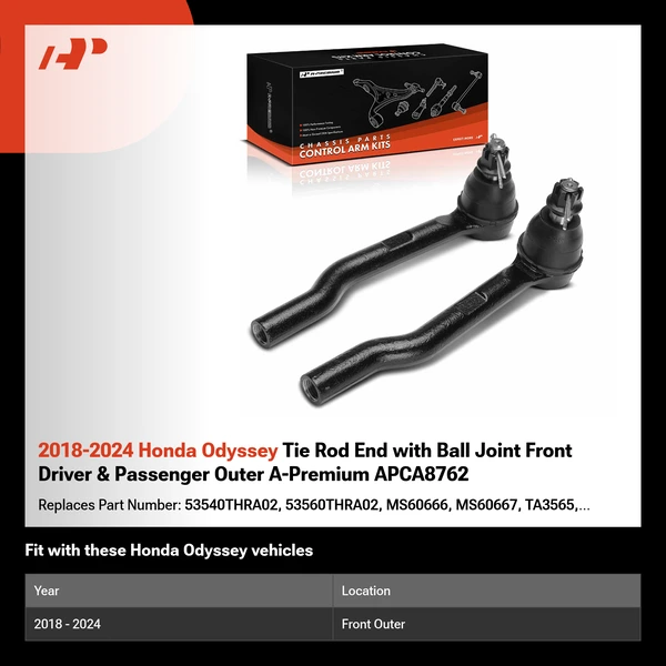 2018-2024 Honda Odyssey Tie Rod End with Ball Joint Front Driver & Passenger Outer A-Premium APCA8762
