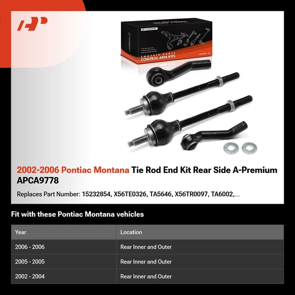 2002-2006 Pontiac Montana Tie Rod End Kit Rear Side A-Premium APCA9778