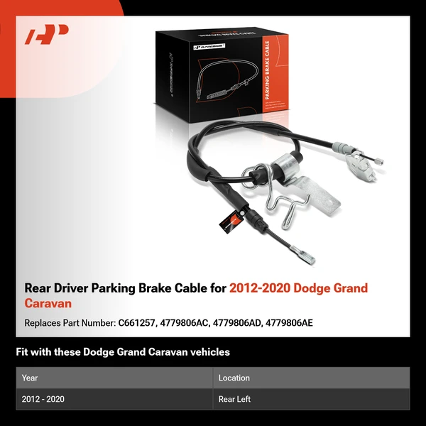 Rear Driver Parking Brake Cable for 2012-2020 Dodge Grand Caravan