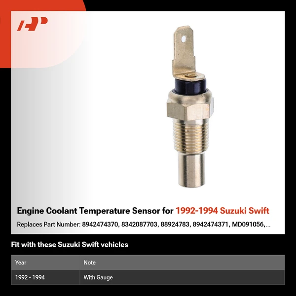Engine Coolant Temperature Sensor for 1992-1994 Suzuki Swift
