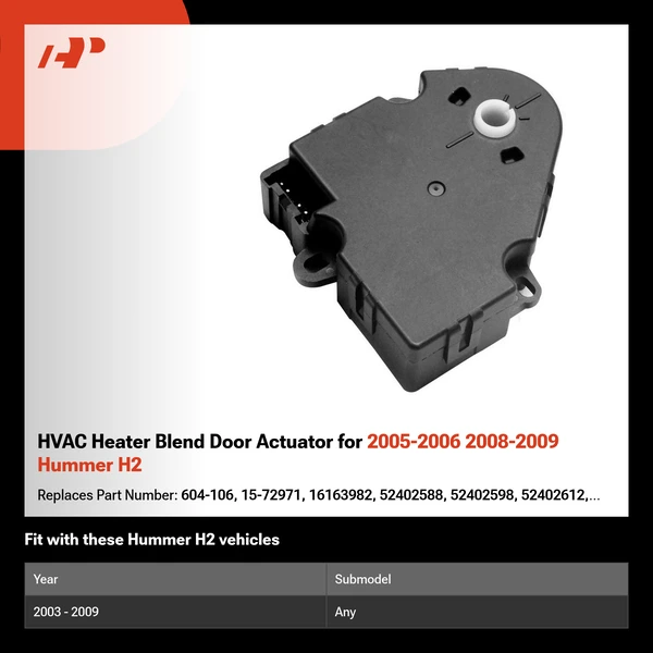 HVAC Heater Blend Door Actuator for 2005-2006 2008-2009 Hummer H2