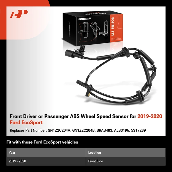 Front Driver or Passenger ABS Wheel Speed Sensor for 2019-2020 Ford EcoSport