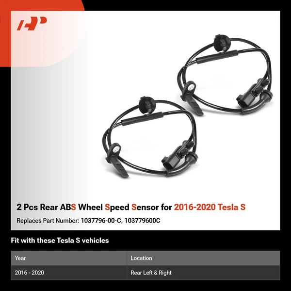 2 Pcs Rear ABS Wheel Speed Sensor for 2016-2020 Tesla S