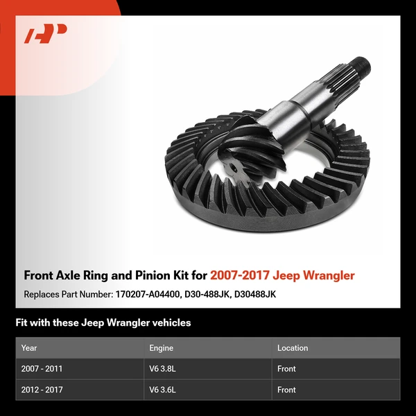 Front Axle Ring and Pinion Kit for 2007-2017 Jeep Wrangler