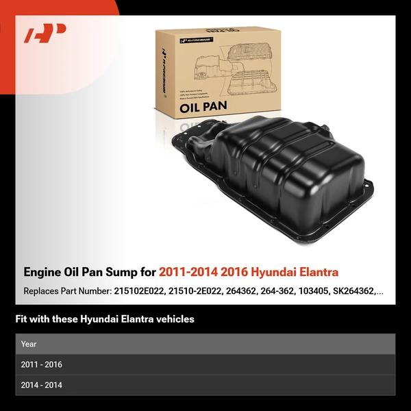 Engine Oil Pan Sump for 2011-2014 2016 Hyundai Elantra