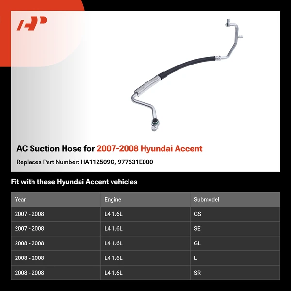 AC Suction Hose for 2007-2008 Hyundai Accent