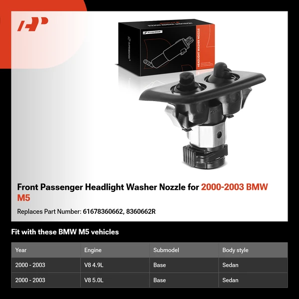 Front Passenger Headlight Washer Nozzle for 2000-2003 BMW M5