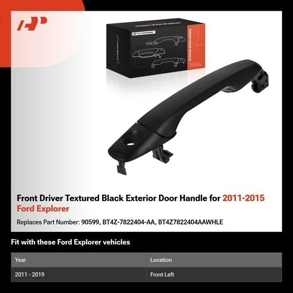 Front Driver Textured Black Exterior Door Handle for 2011-2015 Ford Explorer