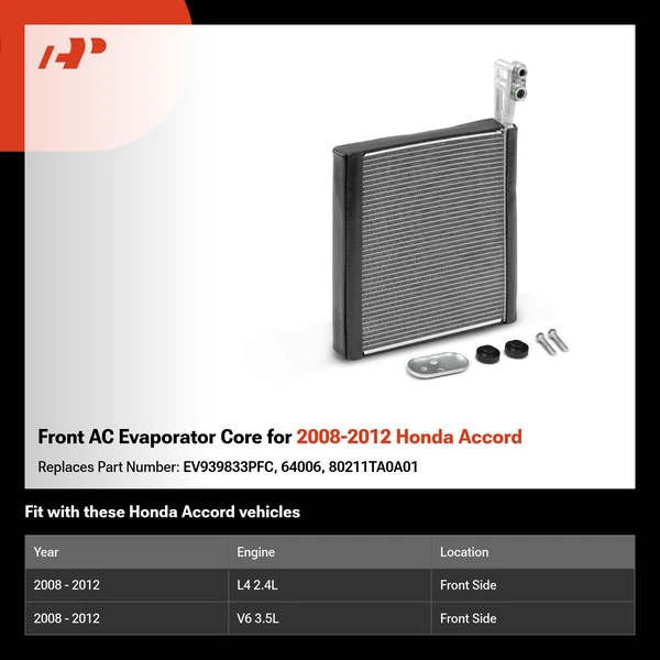 Front AC Evaporator Core for 2008-2012 Honda Accord