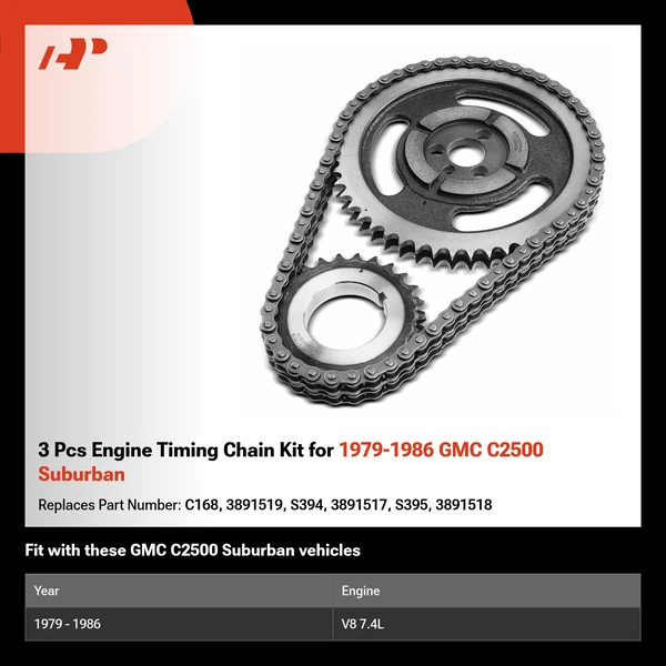 3 Pcs Engine Timing Chain Kit for 1979-1986 GMC C2500 Suburban