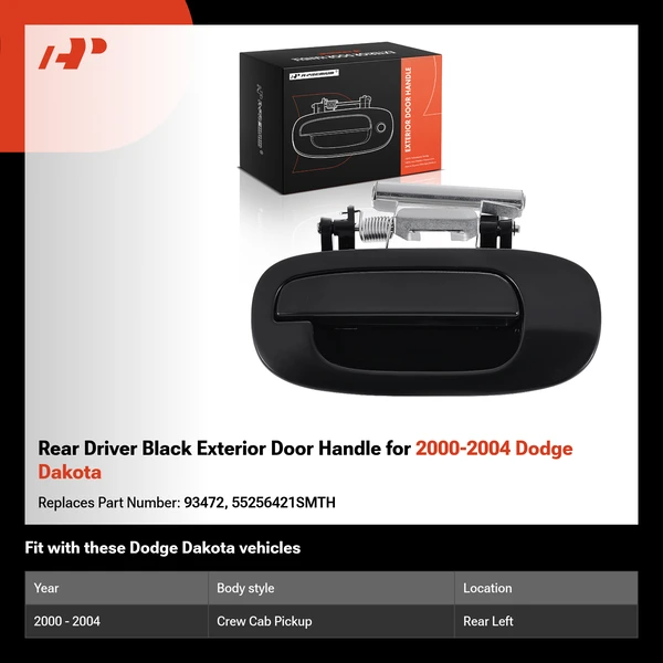 Rear Driver Black Exterior Door Handle for 2000-2004 Dodge Dakota