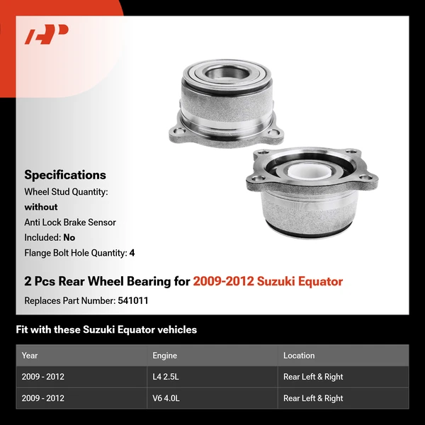 2 Pcs Rear Wheel Bearing for 2009-2012 Suzuki Equator