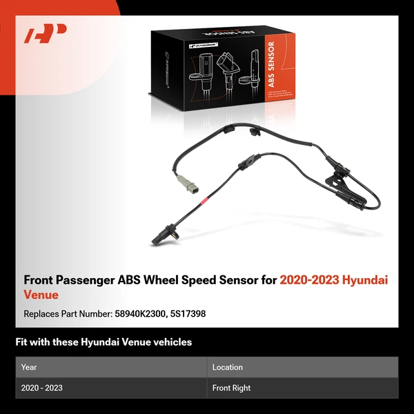 Front Passenger ABS Wheel Speed Sensor for 2020-2023 Hyundai Venue