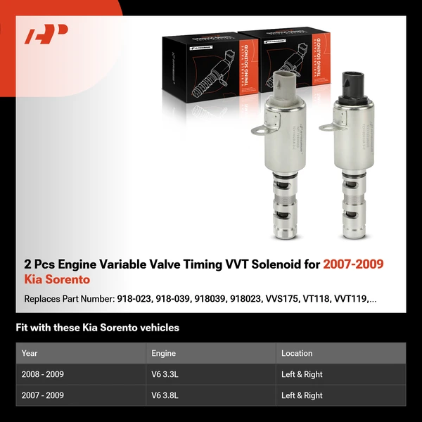 2 Pcs Engine Variable Valve Timing VVT Solenoid for 2007-2009 Kia Sorento