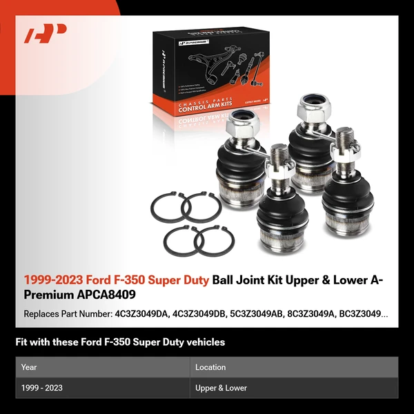 1999-2023 Ford F-350 Super Duty Ball Joint Kit Upper & Lower A-Premium APCA8409