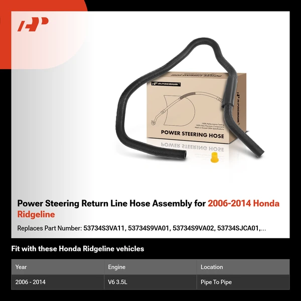 Power Steering Return Line Hose Assembly for 2006-2014 Honda Ridgeline