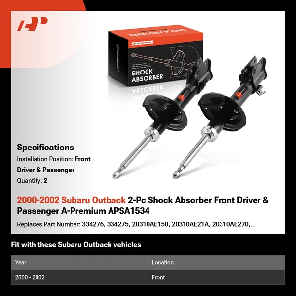 2000-2002 Subaru Outback 2-Pc Shock Absorber Front Driver & Passenger A-Premium APSA1534