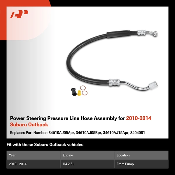 Power Steering Pressure Line Hose Assembly for 2010-2014 Subaru Outback