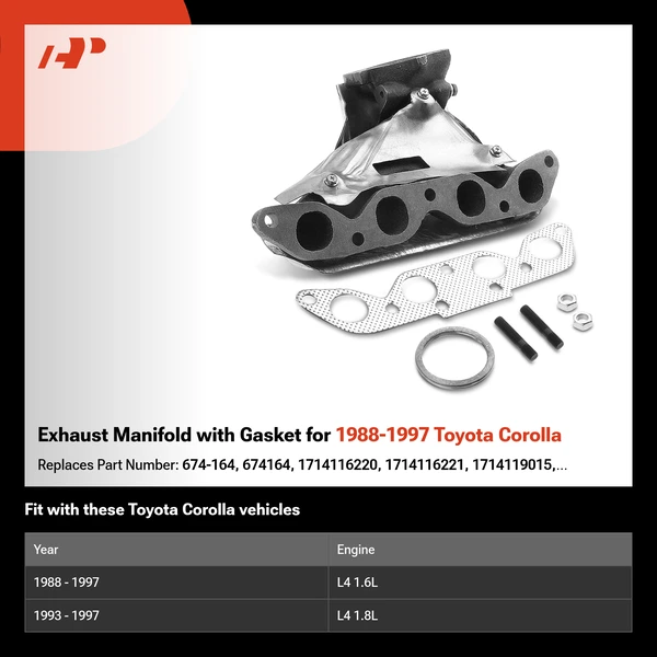 Exhaust Manifold with Gasket for 1988-1997 Toyota Corolla