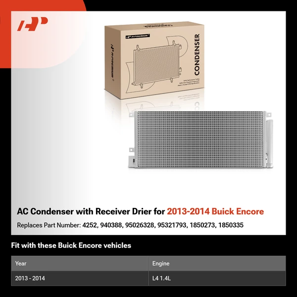 AC Condenser with Receiver Drier for 2013-2014 Buick Encore