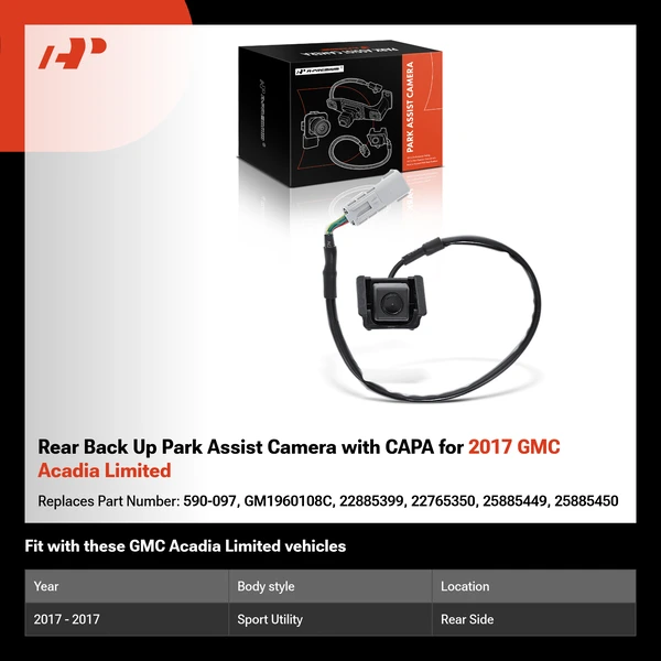 Rear Back Up Park Assist Camera with CAPA for 2017 GMC Acadia Limited