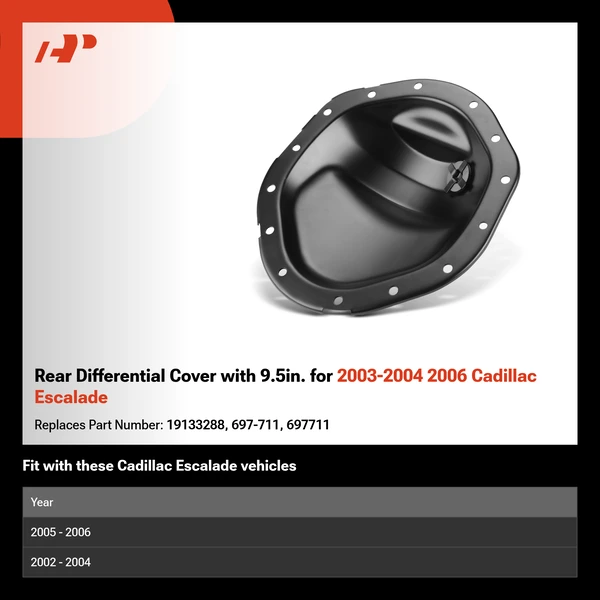 Rear Differential Cover with 9.5in. for 2003-2004 2006 Cadillac Escalade