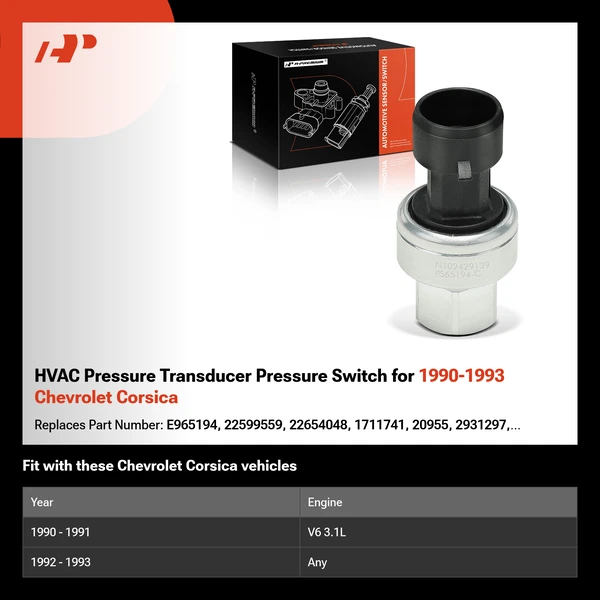 HVAC Pressure Transducer Pressure Switch for 1990-1993 Chevrolet Corsica