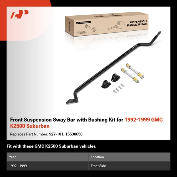 Front Suspension Sway Bar with Bushing Kit for 1992-1999 GMC K2500 Suburban
