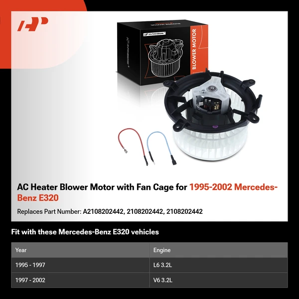 AC Heater Blower Motor with Fan Cage for 1995-2002 Mercedes-Benz E320