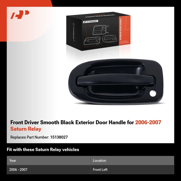 Front Driver Smooth Black Exterior Door Handle for 2006-2007 Saturn Relay