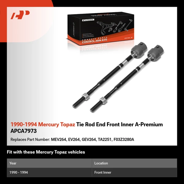 1990-1994 Mercury Topaz Tie Rod End Front Inner A-Premium APCA7973