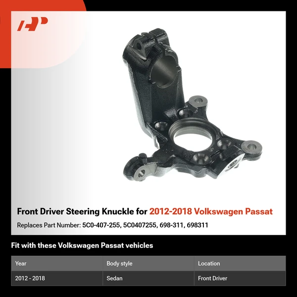 Front Driver Steering Knuckle for 2012-2018 Volkswagen Passat