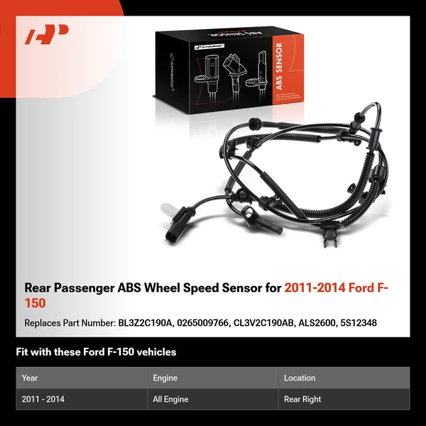 Rear Passenger ABS Wheel Speed Sensor for 2011-2014 Ford F-150