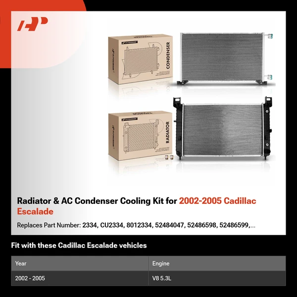 Radiator & AC Condenser Cooling Kit for 2002-2005 Cadillac Escalade