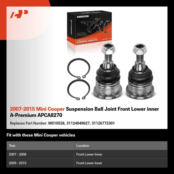 2007-2015 Mini Cooper Suspension Ball Joint Front Lower inner A-Premium APCA8270