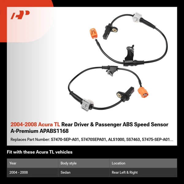 2004-2008 Acura TL Rear Driver & Passenger ABS Speed Sensor A-Premium APABS1168