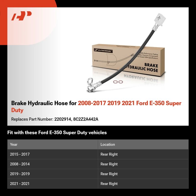 Brake Hydraulic Hose for 2008-2017 2019 2021 Ford E-350 Super Duty
