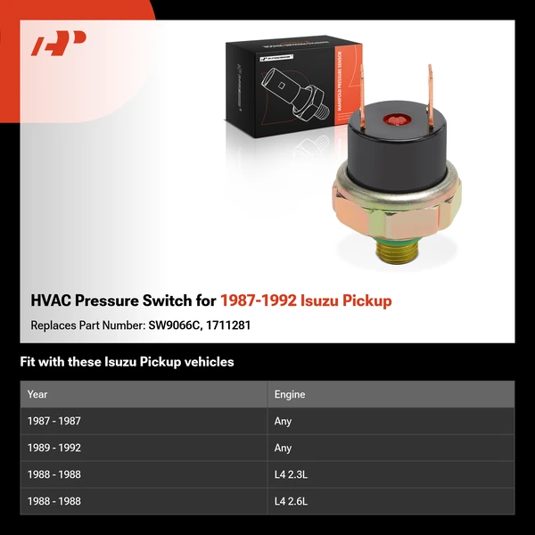 HVAC Pressure Switch for 1987-1992 Isuzu Pickup