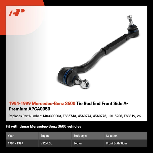 1994-1999 Mercedes-Benz S600 Tie Rod End Front Side A-Premium APCA0050