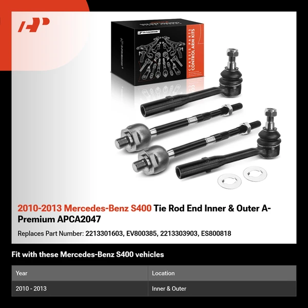 2010-2013 Mercedes-Benz S400 Tie Rod End Inner & Outer A-Premium APCA2047