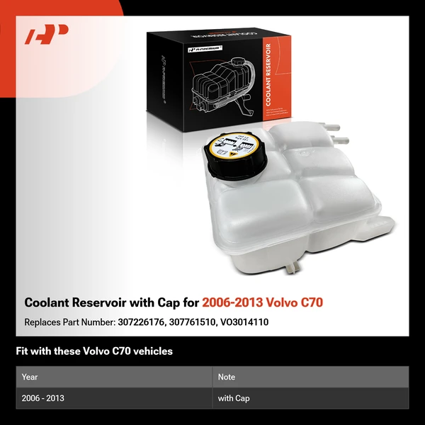 Coolant Reservoir with Cap for 2006-2013 Volvo C70