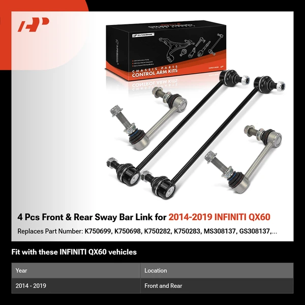 4 Pcs Front & Rear Sway Bar Link for 2014-2019 INFINITI QX60